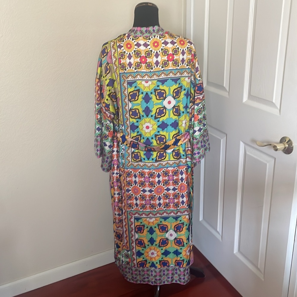 New ZARA satin kimono robe multicolor - Picture 7 of 17